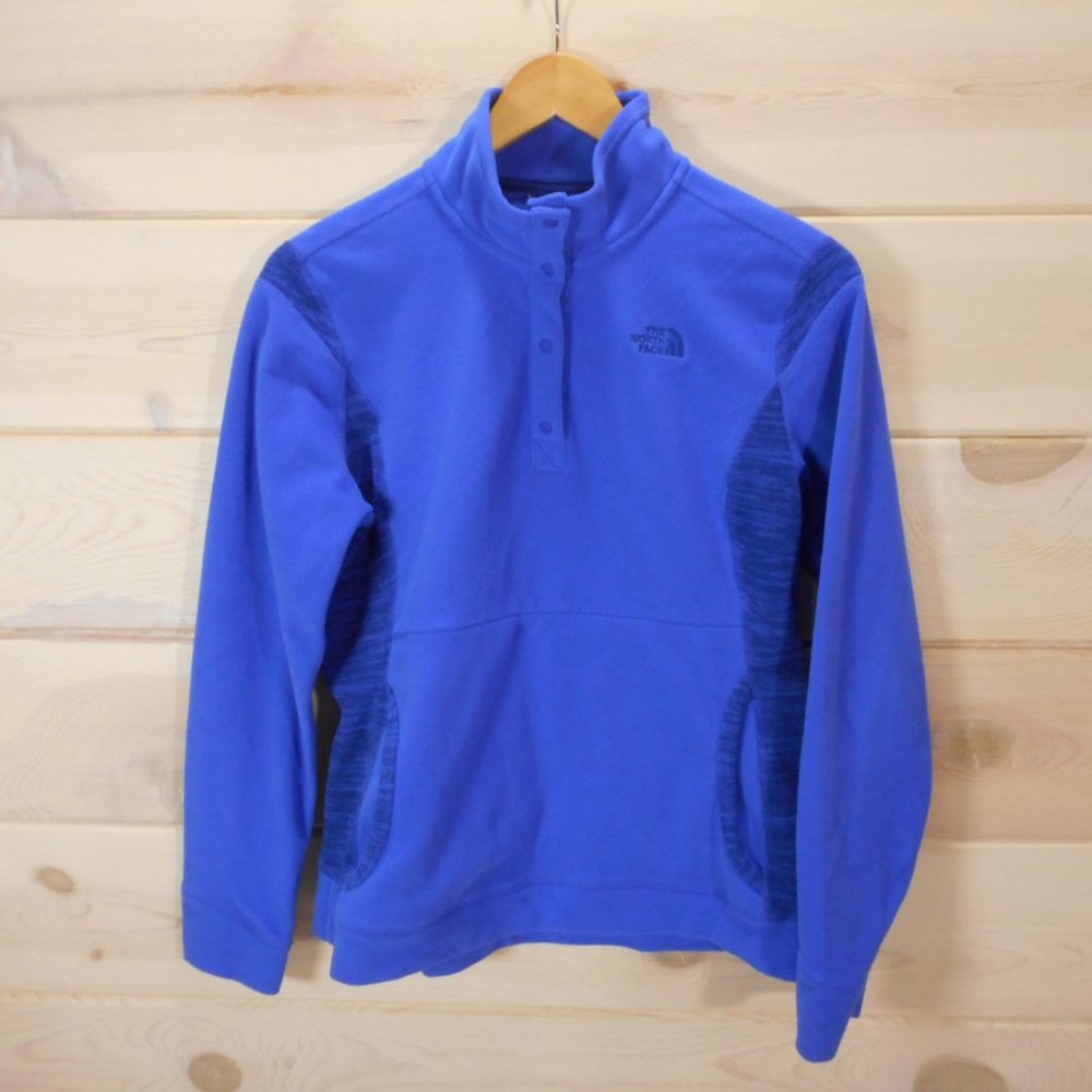 The North Face Women's M Fleece 1/4 Snap Jacket Blue Pockets